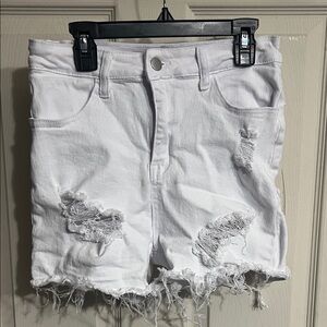 SHEIN White Ripped Jean Shorts
